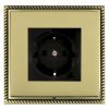 Linea-Georgian CFX Antique Brass Frame/Polished Brass Front 1 gang 10/16A 220/250V AC German Unswitched Socket Black