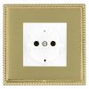Linea-Georgian CFX Polished Brass Frame/Satin Brass Front 1 gang 10/16A 220/250V AC German Unswitched Socket White