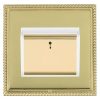 Linea-Georgian CFX Polished Brass Frame/Polished Brass Front 1 gang 10A (6AX) Card Switch On/Off with Blue LED Locator Polished Brass/White