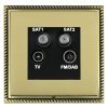Linea-Georgian CFX Antique Brass Frame/Polished Brass Front Non-Isolated TV+FM+SAT1+SAT2 Quadplexer 2in/4out (DAB Compatible) Black