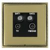 Linea-Georgian CFX Antique Brass Frame/Satin Brass Front Non-Isolated TV+FM+SAT1+SAT2 Quadplexer 2in/4out (DAB Compatible) Black