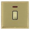 Linea-Georgian CFX Polished Brass Frame/Satin Brass Front 1 gang 20AX Double Pole Rocker and Neon Polished Brass/Black