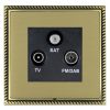 Linea-Georgian CFX Antique Brass Frame/Satin Brass Front Non-Isolated TV+FM+SAT Triplexer 1in/3out (DAB Compatible) Black