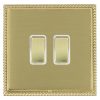 Linea-Georgian CFX Polished Brass Frame/Satin Brass Front 2 gang 20AX Intermediate Rocker Polished Brass/White