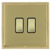 Linea-Georgian CFX Polished Brass Frame/Satin Brass Front 2 gang 10AX Intermediate Rocker Polished Brass/Black