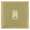 Linea-Georgian CFX Polished Brass Frame/Satin Brass Front 1 gang 10AX Push To Make/Push to Break Retractive Rocker Polished Brass/White