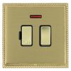 Linea-Georgian CFX Polished Brass Frame/Satin Brass Front 1 gang 13A Double Pole Fused Spur and Neon Polished Brass/Black