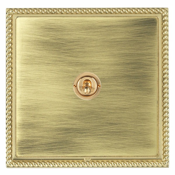Linea-Georgian CFX Polished Brass Frame/Antique Brass Front 1 gang 20AX 2 Way Toggle Polished Brass