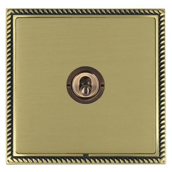 Linea-Georgian CFX Antique Brass Frame/Satin Brass Front 1 gang 20AX Intermediate Toggle Antique Brass