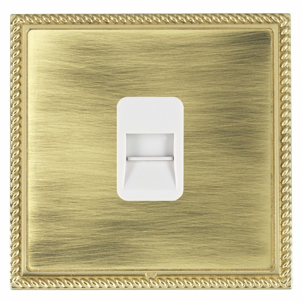 Linea-Georgian CFX Polished Brass Frame/Antique Brass Front 1 gang Telephone Slave White