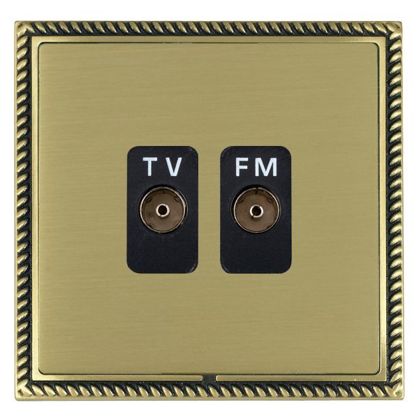 Linea-Georgian CFX Antique Brass Frame/Satin Brass Front Isolated TV/FM Diplexer 1in/2out Black