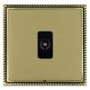 Linea-Georgian CFX Antique Brass Frame/Satin Brass Front 1 gang Isolated TV 1in/1out Black