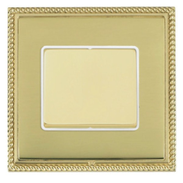 Linea-Georgian CFX Polished Brass Frame/Polished Brass Front Wide Rocker 1 gang 10AX Push To Make/Push to Break Retractive Polished Brass/White