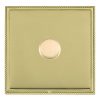 Linea-Perlina CFX Polished Brass Frame/Polished Brass Front 1 gang 100W LED 2 Way Push On/Off Rotary Dimmer Polished Brass