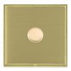 Linea-Perlina CFX Polished Brass Frame/Satin Brass Front 1 gang 100W LED 2 Way Push On/Off Rotary Dimmer Polished Brass