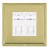 Linea-Perlina CFX Polished Brass Frame/Polished Brass Front 2 gang RJ12 Outlet - Unshielded White