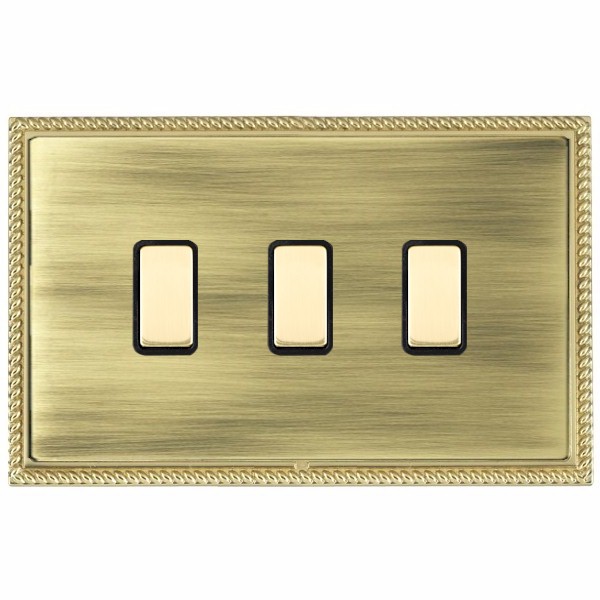Linea-Perlina CFX Polished Brass Frame/Antique Brass Front 3x250W/210VA Resistive/Inductive Trailing Edge Touch Master Multi-Way Dimmers Polished Brass/Black