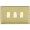Linea-Perlina CFX Polished Brass Frame/Polished Brass Front 3x250W/210VA Resistive/Inductive Trailing Edge Touch Master Multi-Way Dimmers Polished Brass/White