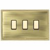 Linea-Perlina CFX Polished Brass Frame/Antique Brass Front 3 gang Multi-Way Touch Slave Controller Polished Brass/Black