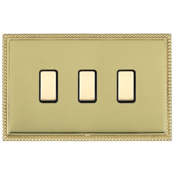 Linea-Perlina CFX Polished Brass Frame/Polished Brass Front 3 gang Multi-Way Touch Slave Controller Polished Brass/Black