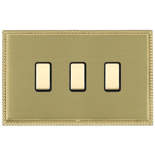 Linea-Perlina CFX Polished Brass Frame/Satin Brass Front 3 gang Multi-Way Touch Slave Controller Polished Brass/Black