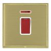 Linea-Perlina CFX Polished Brass Frame/Satin Brass Front 1 gang 45A Double Pole Rocker and Neon Red/White