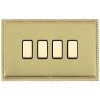 Linea-Perlina CFX Polished Brass Frame/Polished Brass Front 4x250W/210VA Resistive/Inductive Trailing Edge Touch Master Multi-Way Dimmers Polished Brass/Black
