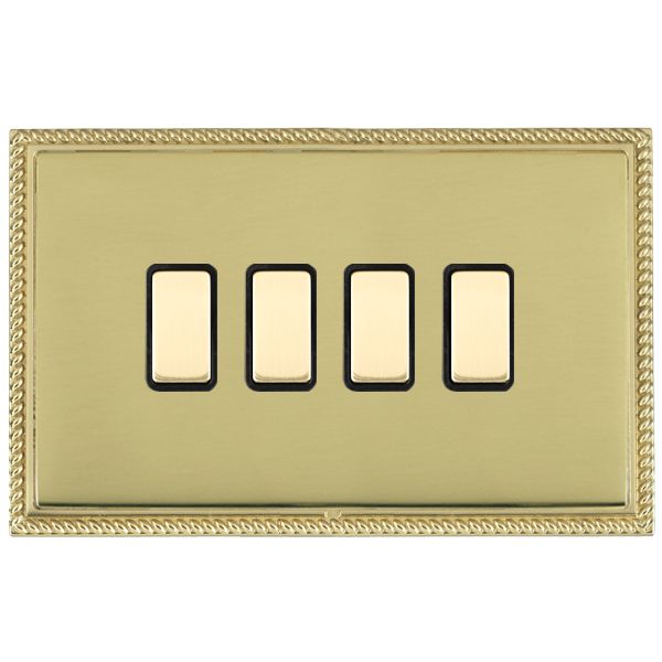 Linea-Perlina CFX Polished Brass Frame/Polished Brass Front 4 gang Multi-Way Touch Slave Controller Polished Brass/Black