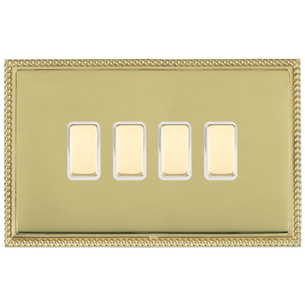 Linea-Perlina CFX Polished Brass Frame/Polished Brass Front 4 gang Multi-Way Touch Slave Controller Polished Brass/White