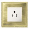 Linea-Perlina CFX Polished Brass Frame/Antique Brass Front 1 gang 15A 110V AC American Unswitched Socket White