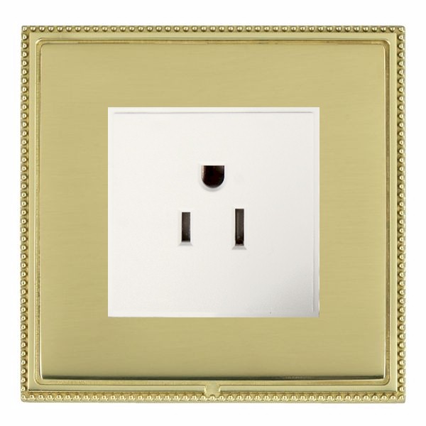 Linea-Perlina CFX Polished Brass Frame/Polished Brass Front 1 gang 15A 110V AC American Unswitched Socket Black
