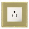 Linea-Perlina CFX Polished Brass Frame/Satin Brass Front 1 gang 15A 110V AC American Unswitched Socket White