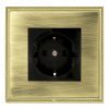Linea-Perlina CFX Polished Brass Frame/Antique Brass Front 1 gang 10/16A 220/250V AC German Unswitched Socket Black