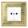 Linea-Perlina CFX Polished Brass Frame/Antique Brass Front 1 gang 10/16A 220/250V AC German Unswitched Socket White