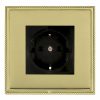 Linea-Perlina CFX Polished Brass Frame/Polished Brass Front 1 gang 10/16A 220/250V AC German Unswitched Socket Black