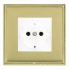 Linea-Perlina CFX Polished Brass Frame/Polished Brass Front 1 gang 10/16A 220/250V AC German Unswitched Socket White