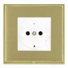 Linea-Perlina CFX Polished Brass Frame/Satin Brass Front 1 gang 10/16A 220/250V AC German Unswitched Socket White
