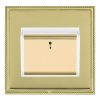 Linea-Perlina CFX Polished Brass Frame/Polished Brass Front 1 gang 10A (6AX) Card Switch On/Off with Blue LED Locator Polished Brass/White