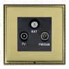 Linea-Perlina CFX Antique Brass Frame/Polished Brass Front Non-Isolated TV+FM+SAT Triplexer 1in/3out (DAB Compatible) Black