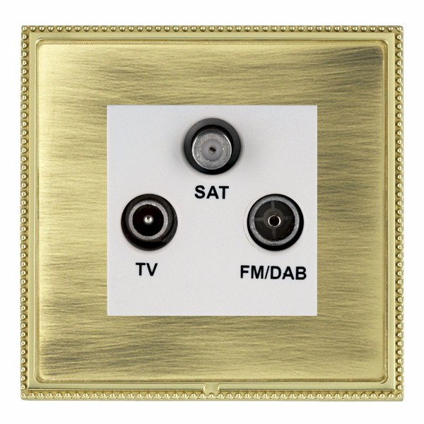 Linea-Perlina CFX Polished Brass Frame/Antique Brass Front Non-Isolated TV+FM+SAT Triplexer 1in/3out (DAB Compatible) White
