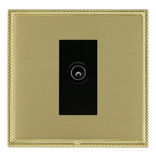 Linea-Perlina CFX Polished Brass Frame/Satin Brass Front 1 gang Non-Isolated TV (Male) (DAB Compatible) Black