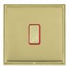 Linea-Perlina CFX Polished Brass Frame/Polished Brass Front 1 gang 13A Fuse with Neon Halo Polished Brass/Red