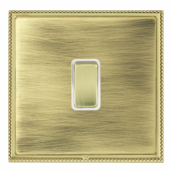 Linea-Perlina CFX Polished Brass Frame/Antique Brass Front 1 gang 10AX Intermediate Rocker Polished Brass/White