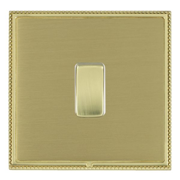 Linea-Perlina CFX Polished Brass Frame/Satin Brass Front 1 gang 10AX Intermediate Rocker Polished Brass/White
