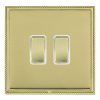Linea-Perlina CFX Polished Brass Frame/Polished Brass Front 2 gang 10AX Intermediate Rocker Polished Brass/White