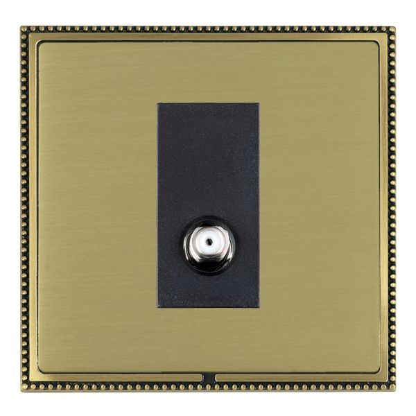 Linea-Perlina CFX Antique Brass Frame/Satin Brass Front 1 gang Isolated Satellite Black