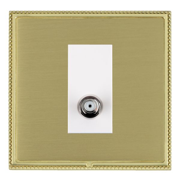 Linea-Perlina CFX Polished Brass Frame/Satin Brass Front 1 gang Non-Isolated Satellite White