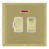 Linea-Perlina CFX Polished Brass Frame/Satin Brass Front 1 gang 13A Double Pole Fused Spur and Neon Polished Brass/White