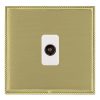 Linea-Perlina CFX Polished Brass Frame/Satin Brass Front 1 gang Non-Isolated Television 1in/1out White