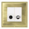 Linea-Perlina CFX Polished Brass Frame/Antique Brass Front 2 gang Non-Isolated TV+Satellite 2in/2out White